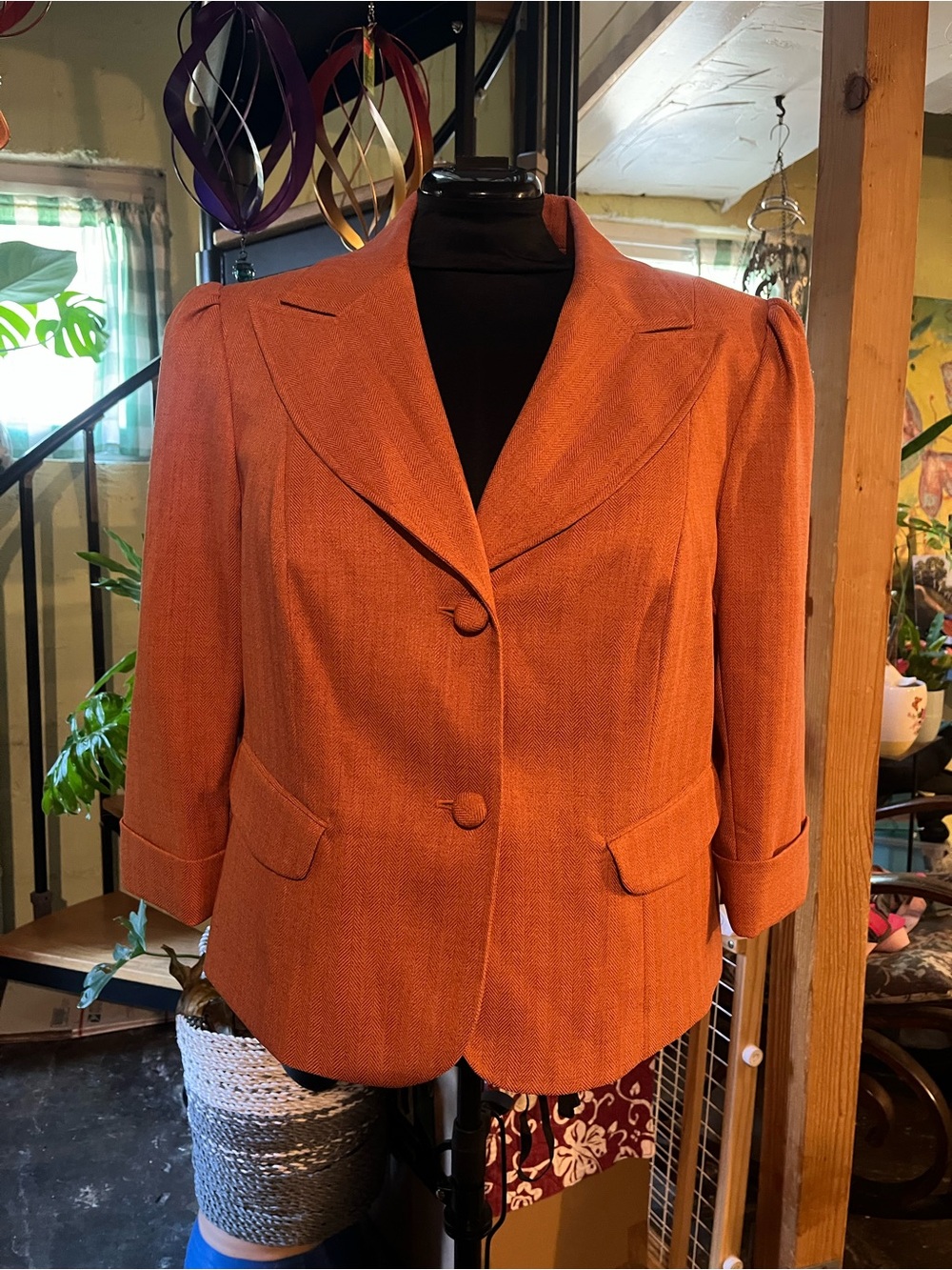 Worthington Rust Orange Tailored Two-Button Blazer